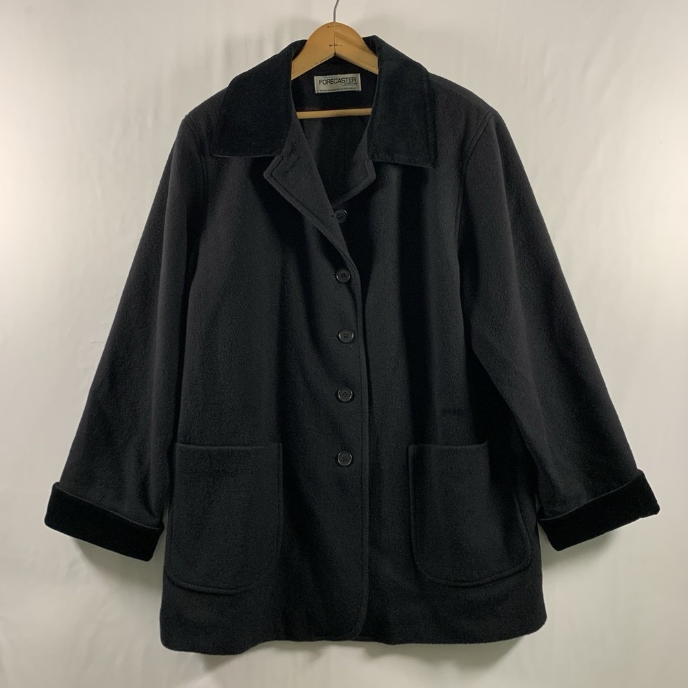 VTG Forecaster Old Money Velvet Trim Wool Car Coat Size 14 Flawed Patch Pockets
